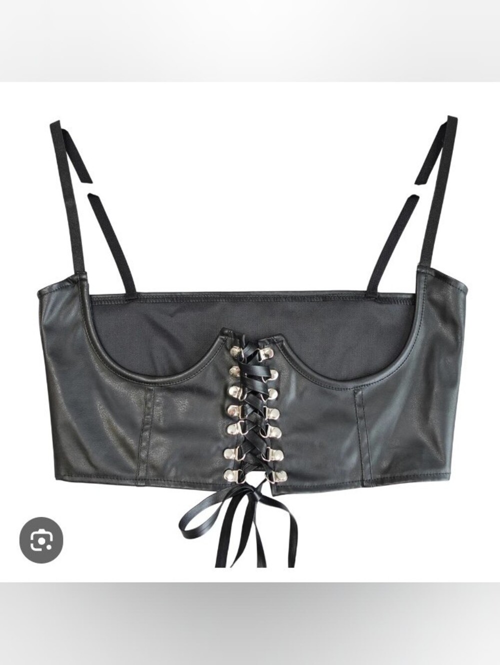 Amazon Black Faux Leather Lace-Up Corset Crop Top